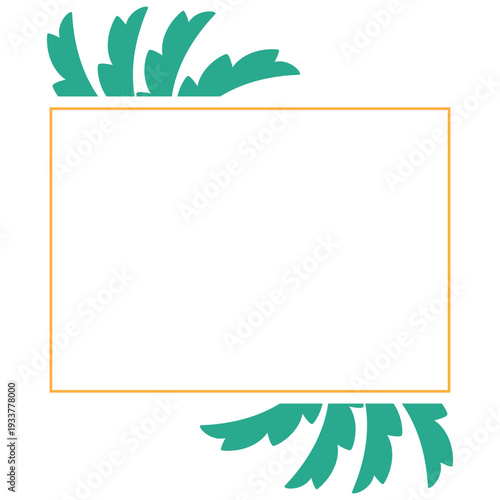 Hand Drawn Leaf Frame with Gold Border Botanical Decorative Template