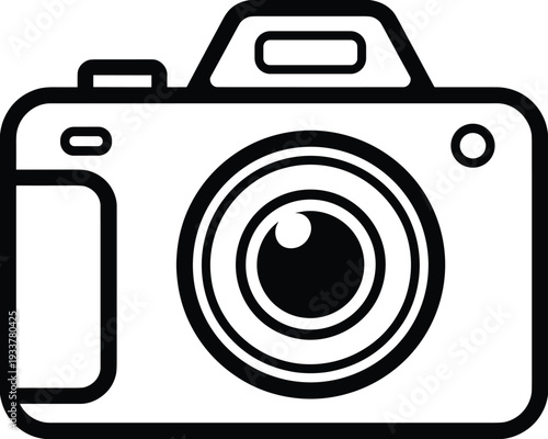 Camera Icon Line Illustration Representing Photography Equipment Digital Photo Capture Technology and Media Symbol Minimal Black and White Design Isolated on White Background