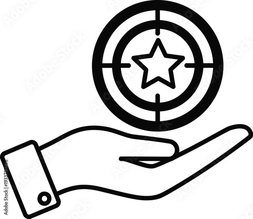 Bild auf Leinwand Hand holding a target with a star in the center, symbolizing achievement and precision