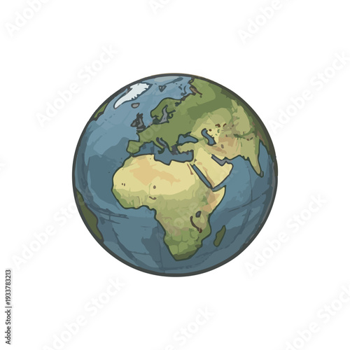 solar system planets. A green Earth globe covered with grass and plants symbolizing nature, ecology, and a healthy environment