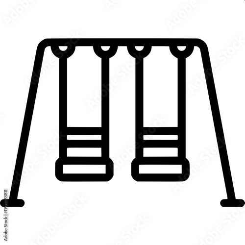 Kids outdoor slide structure drawing, minimal black stroke vector, playground equipment line icon