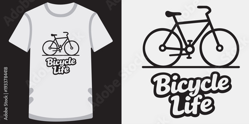 Creative tshirt design featuring a minimalist bicycle graphic and stylish typography text bicycle life concept ideal for cycling enthusiasts and active lifestyle branding