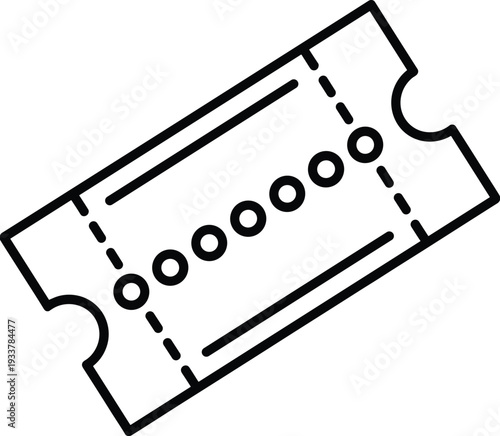Ticket Icon Line Illustration Representing Event Admission Cinema Pass Concert Entry Coupon or Voucher Symbol Black and White