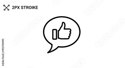 Thumbs Up Icon in Speech Bubble Simple Line Art.