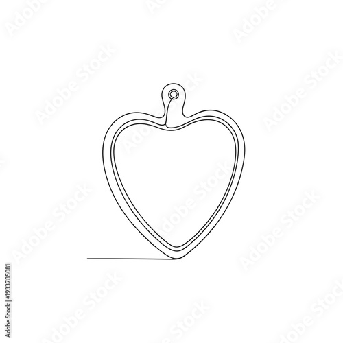 Heart shaped cutting board line art in black and white