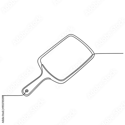 Square paddle cutting board line art in black and white
