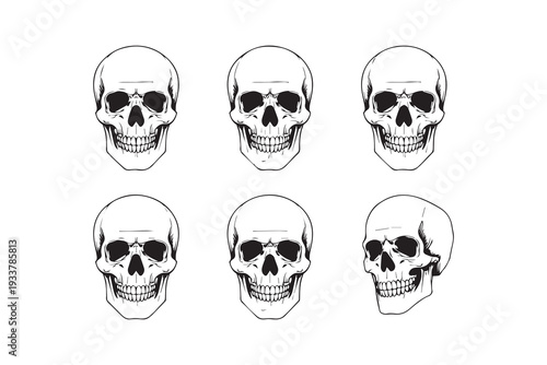 A cartoon-style illustration of skulls and bones forming a scary black symbol 