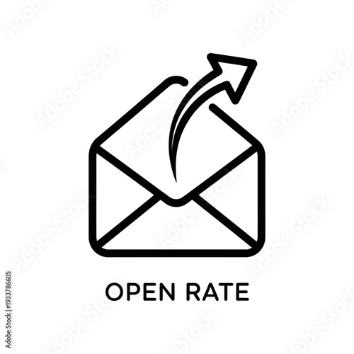 Email marketing open rate increase concept with upward arrow on envelope icon flat design vector illustration
