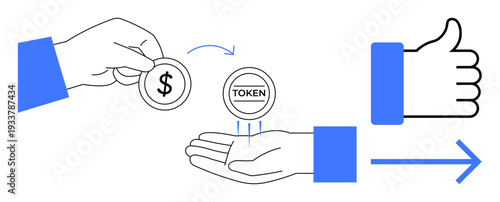 Cryptocurrency concept. Cryptocurrency token exchange in digital financial transactions. Cryptocurrency gaining approval as a secure payment method. For fintech, blockchain, e-commerce, finance