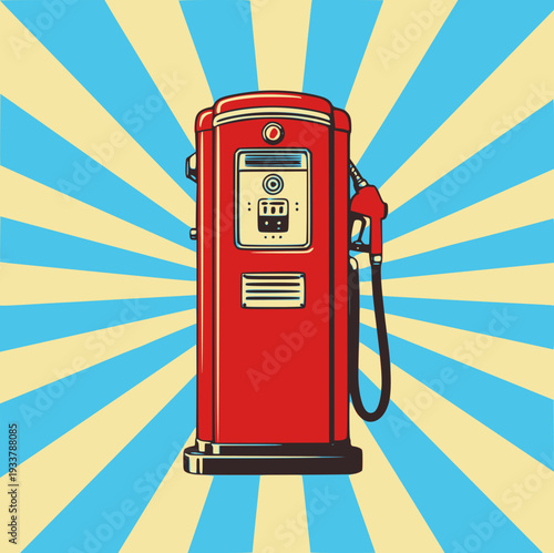 Vector illustration of a red gas pistol with gasoline dispenser pumps. SVG version.