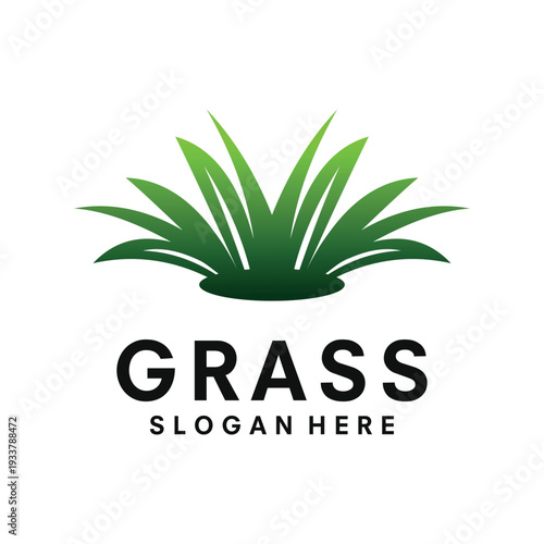 green grass logo design template illustration vector