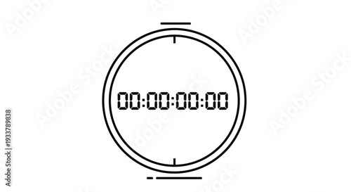 Digital stopwatch displays zeroed time reading against a clean white background emphasizing measurement, timing, and deadline management concepts effectively.