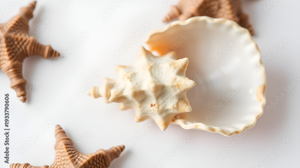 Obraz premium Sea Shell Murex pecten on white background