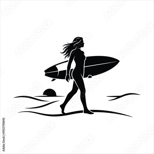 surfer girl silhouette