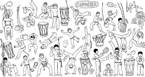 Hand-Drawn Capoeira Illustrations: Brazilian Martial Arts, Music  Dance