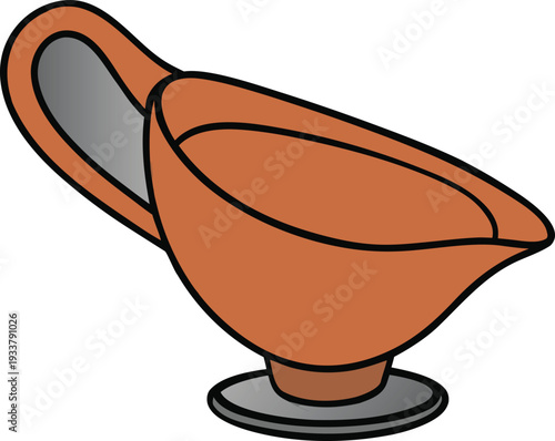 Orange gravy boat with sauce slightly pouring clean simple vector illustration EPS PNG file