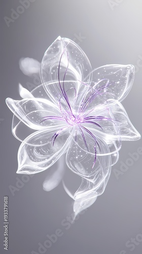 White and purple glass flowers poster background