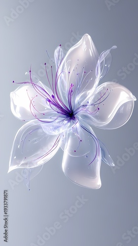 White and purple glass flowers poster background