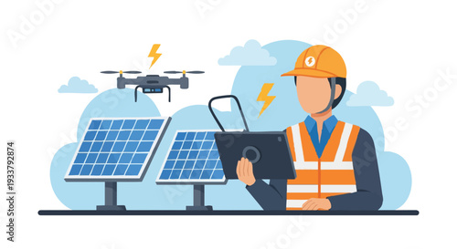 Solar Energy System Inspection with Drone and Engineer