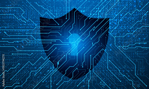 Cyber security technology concept , Shield With Keyhole icon , personal data , vector illustration.	
