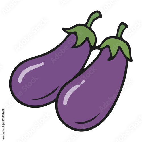Two Cartoon Eggplants