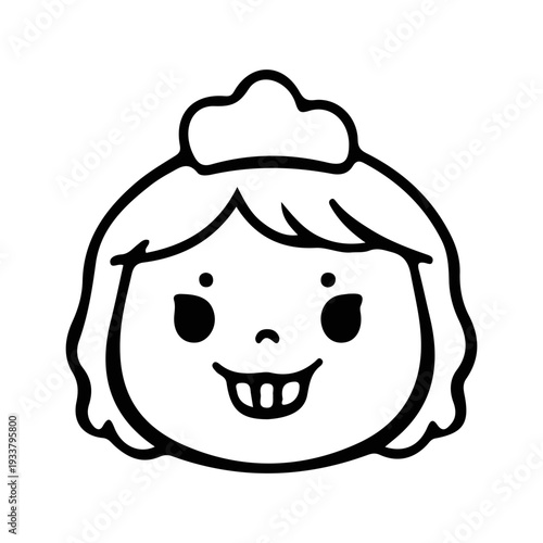 Cute Maid Icon Black White