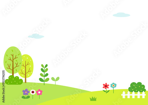 Spring green nature landscape background.