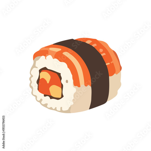 Flat design Icons sushi, sashimi, maki, sushi roll and more. Simple flat vector illustration