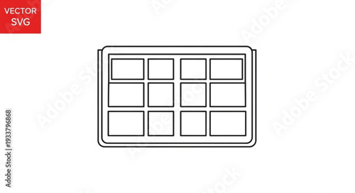 Simple Outline Drawing of a Waffle Grid Pattern.