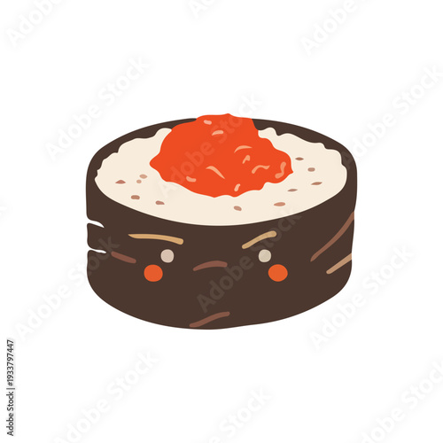 Cartoon Sushi seafood dish, sushi, rolls with salmon, eel, tuna and caviar. 