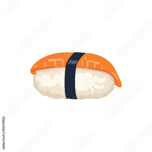 Traditional asian cuisine flat vector illustration. Sushi with nori and sauce