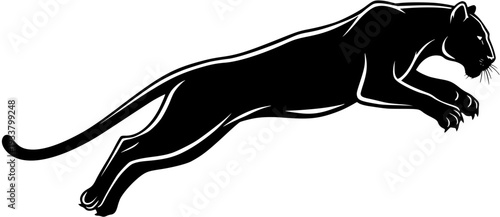 Black Panther Leaping Silhouette: Powerful and Graceful Feline Design