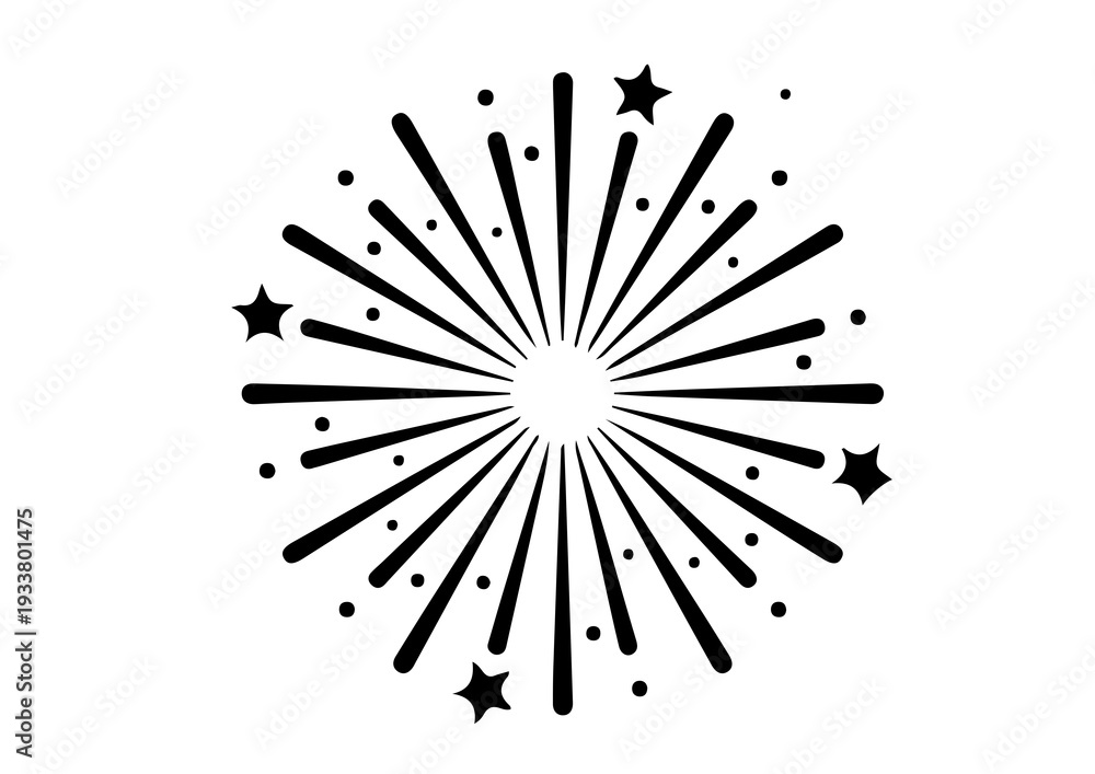 Obraz premium firework burst silhouette , simple firework explosion shape vector icon