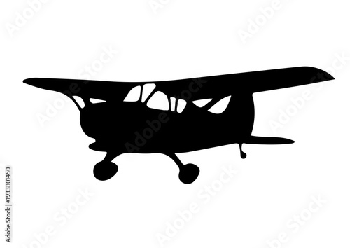 small airplane silhouette , propeller aircraft vector icon