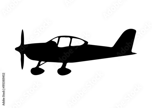 small airplane silhouette , propeller aircraft vector icon