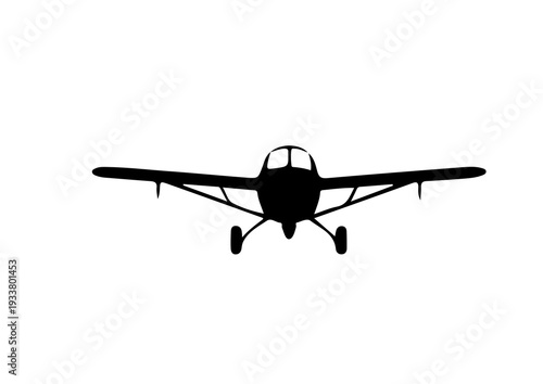 small airplane silhouette , propeller aircraft vector icon