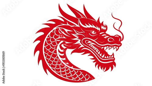 Wallpaper Mural A stylized illustration of a mythical creature with a serpentine body, a fierce expression, and ornate details Torontodigital.ca