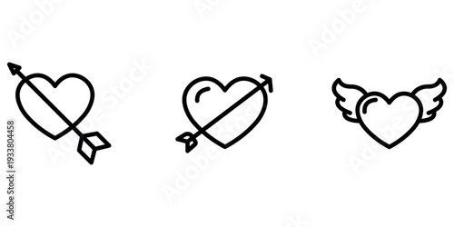 cupid outline or line icon design bundle.