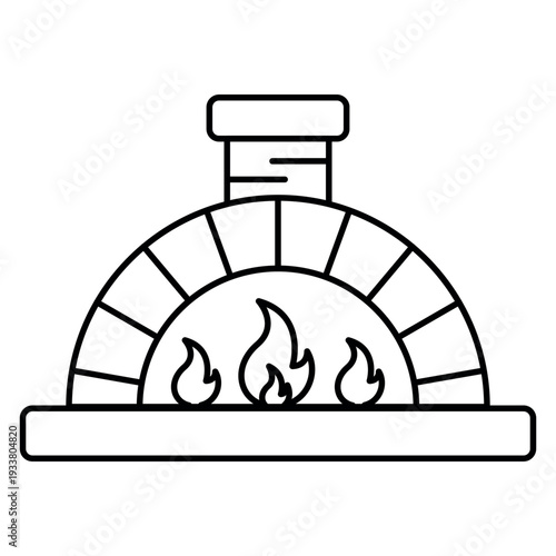 Wood Fired Pizza Oven Line Icon