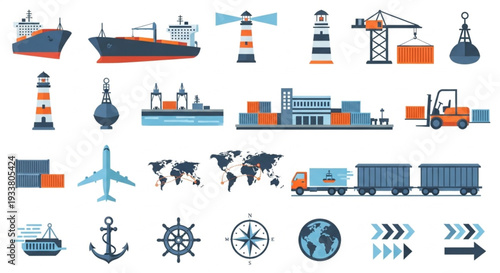 Collection of Transportation and Logistics Icons.