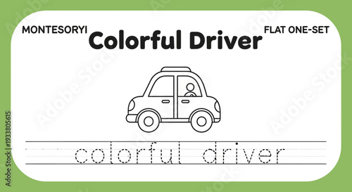 Montessori Colorful Driver Car Learning Activity for Kids - Tracing Practice