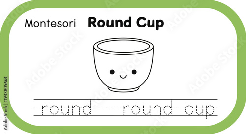 Montessori Round Cup Educational Worksheet for Kids Learning Tracing