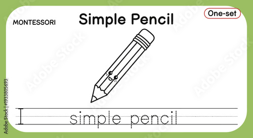 Montessori Simple Pencil Learning Material with Handwriting Practice