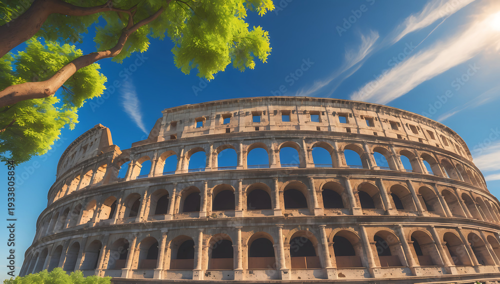Obraz premium Colosseum Rome Italy Ancient Amphitheater Historical Landmark.