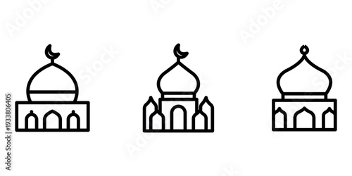 mosque outline or line icon design bundle.