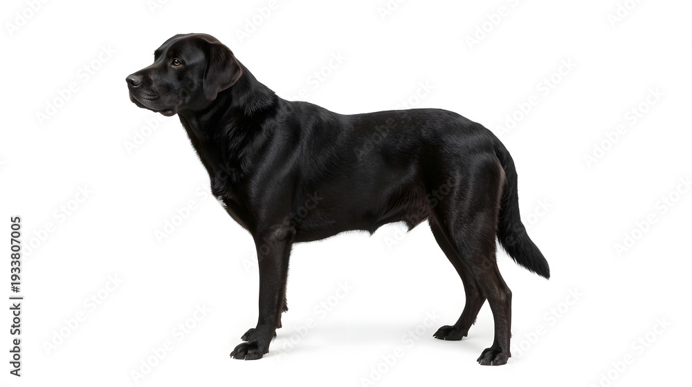 Obraz premium Lucid Realism Cinematic Photo of an Adult Labrador Retriever, Capturing Lifelike Expression, Detailed Coat, Natural Lighting, and Noble Pose for Pet Photography, Stock, or Creative Projects