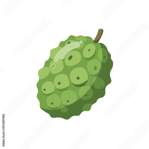 Vibrant Green Custard Apple Fruit Illustration.