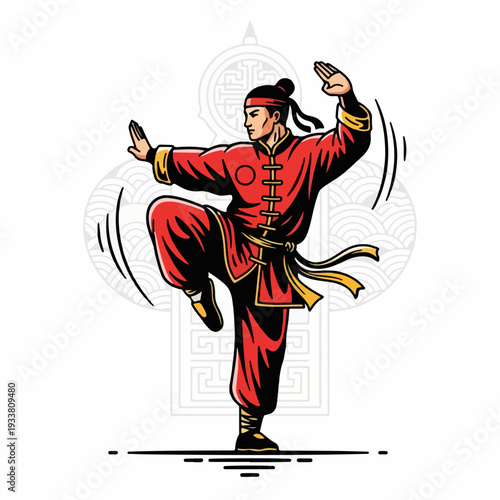 illustration of kung fu martial arts movements
