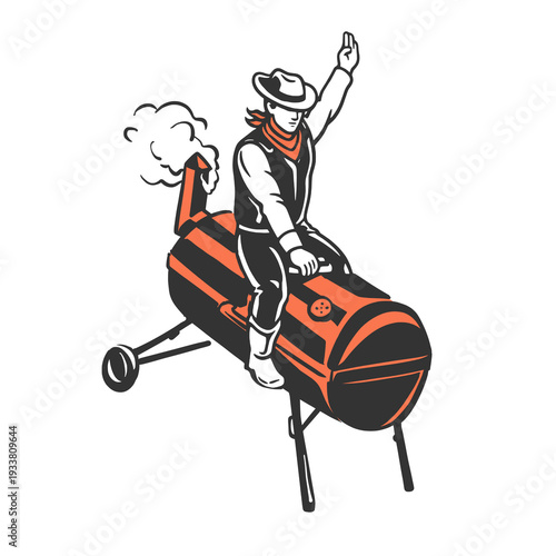 Cowboy Riding BBQ Grill Vector Illustration

 

 
