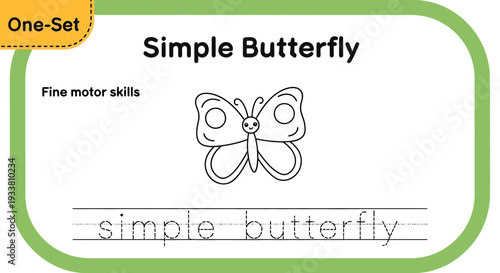 Simple Butterfly Outline for Kids: Tracing Practice for Fine Motor Skills
